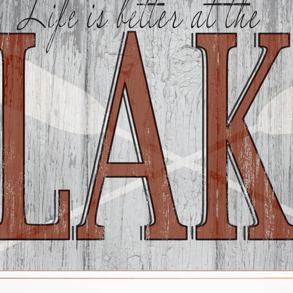 Life is Better at the Lake 1 White Framed Print Wall Art - Galactic capuchin