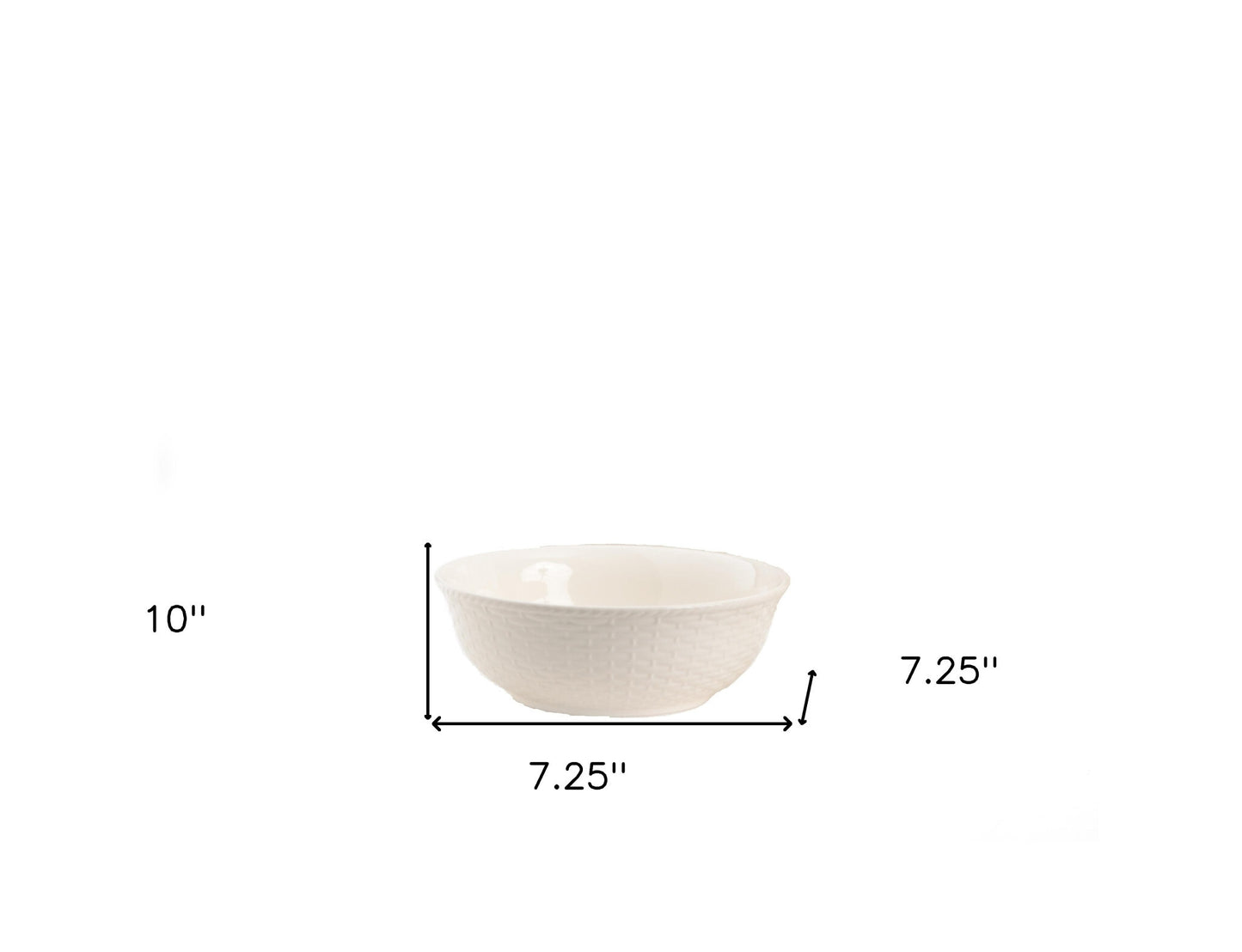 White Four Piece Round Weave Stoneware Service For Four Bowl Set - Galactic capuchin