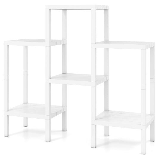 6 - Tier Plastic Modular Storage Shelves for Living Room and Kitchen - Black - Galactic capuchin