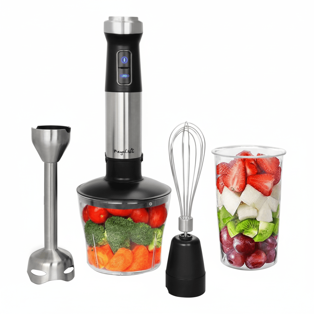 MegaChef 4 in 1 Multipurpose Immersion Hand Blender With Speed Control and Accessories - Galactic capuchin