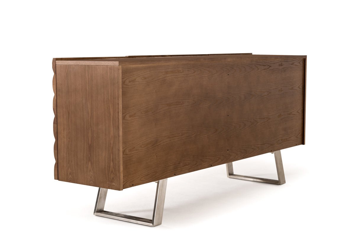 71" Natural Brown Solid Wood Sideboard with Four Doors - Galactic capuchin