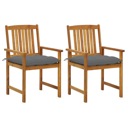 Patio Chair Set of 2 Brown Solid Acacia wood Medium Durable - Galactic capuchin