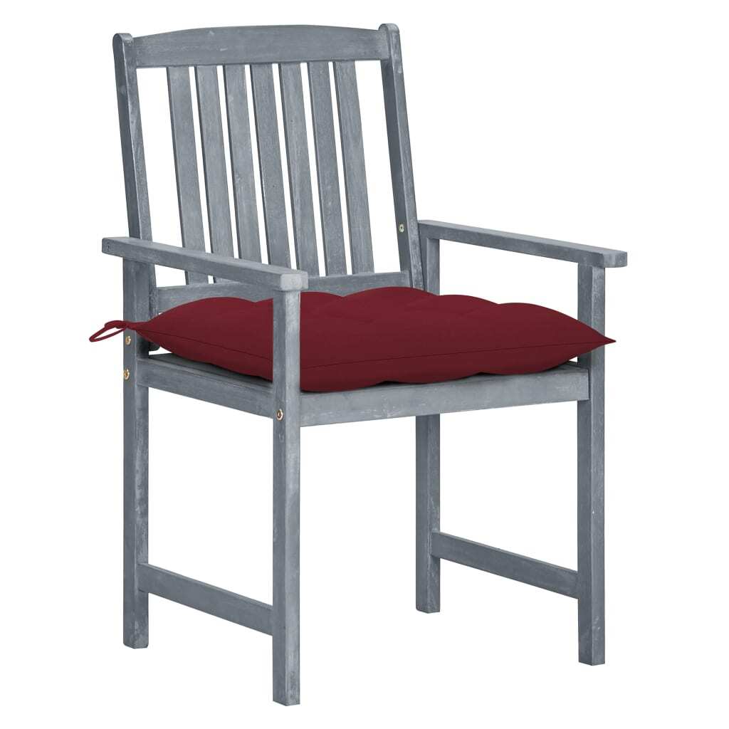 Patio Chairs with Cushions 4 pcs Gray Solid Acacia Wood - Galactic capuchin