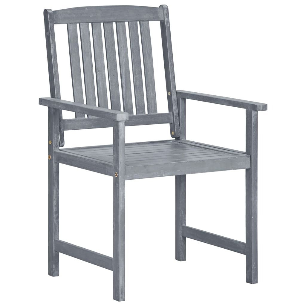 Patio Chairs with Cushions 4 pcs Gray Solid Acacia Wood - Galactic capuchin