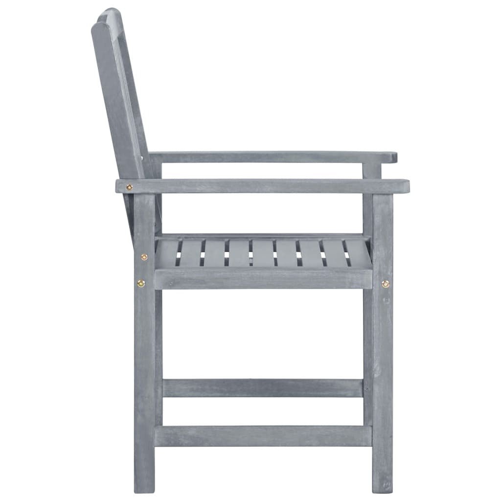 Patio Chairs with Cushions 4 pcs Gray Solid Acacia Wood - Galactic capuchin