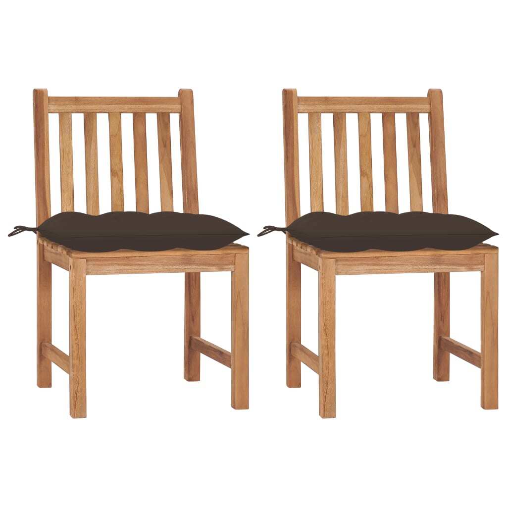 Patio Chairs 2 pcs with Cushions Solid Teak Wood - Galactic capuchin