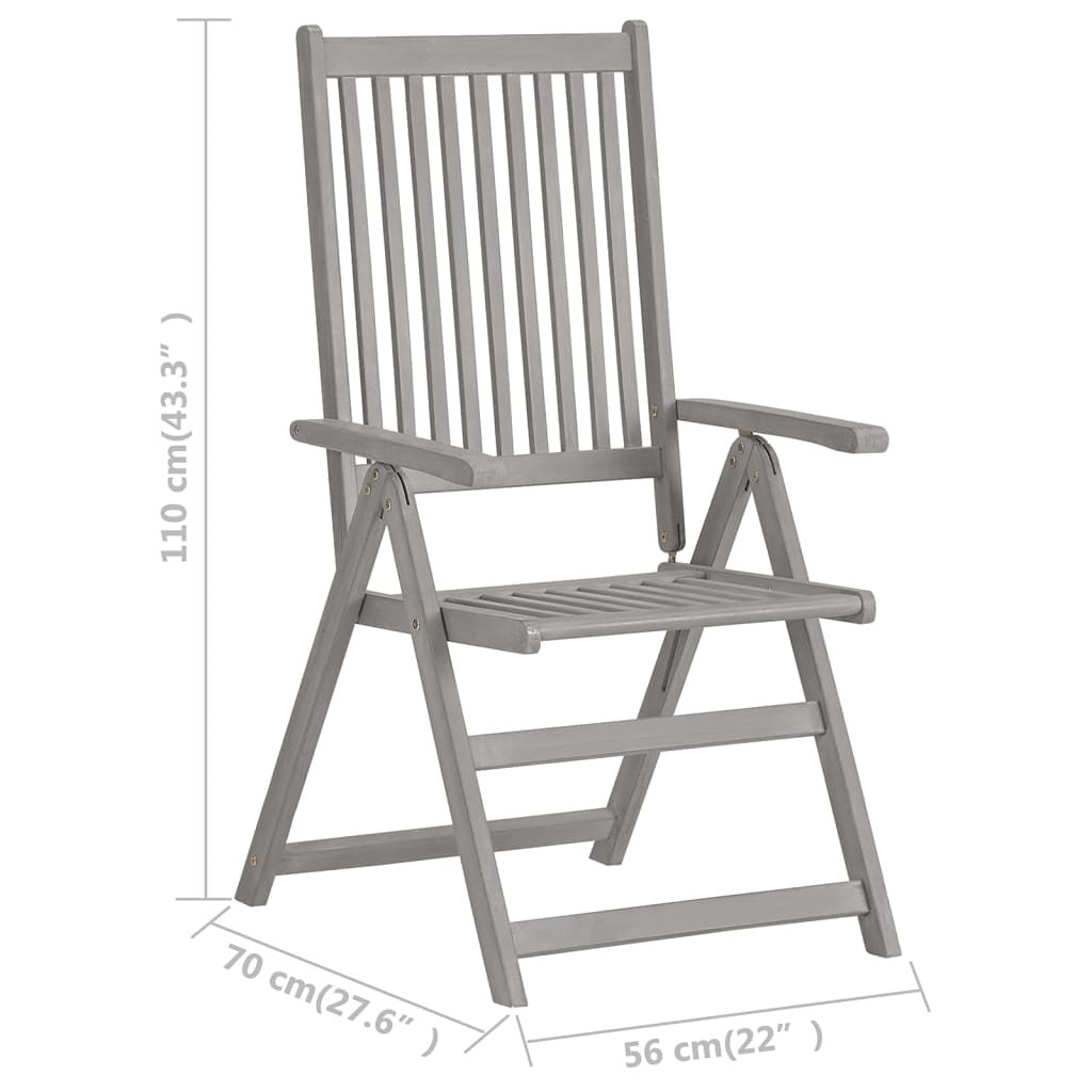 Patio Reclining Chairs 3 pcs with Cushions Solid Acacia Wood - Galactic capuchin
