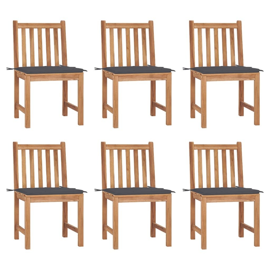 Patio Chairs 6 pcs with Cushions Solid Teak Wood - Galactic capuchin