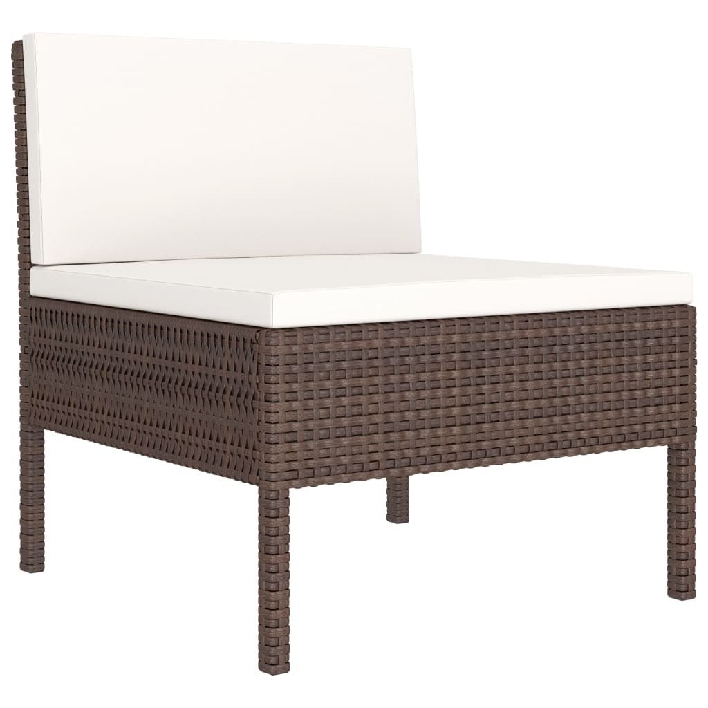Garden Chair Set of 3 Brown with cream white cushions - Galactic capuchin