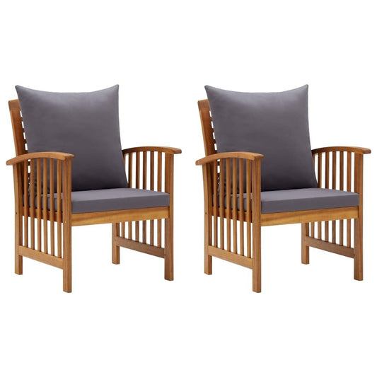 Patio Chairs with Cushions 2 pcs Solid Acacia Wood - Galactic capuchin