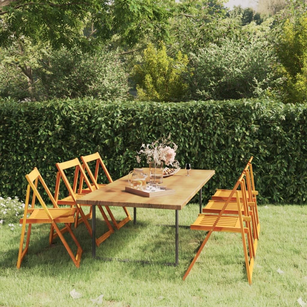 Folding Garden Chairs 6 pcs Solid Wood Acacia - Galactic capuchin