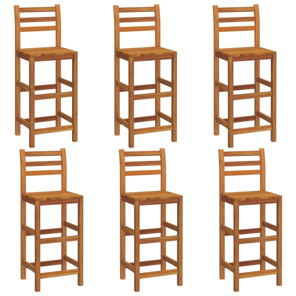 Bar Stools 6 pcs Solid Wood Acacia - Galactic capuchin