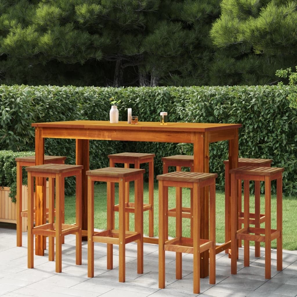 Bar Stools 8 pcs Solid Wood Acacia - Galactic capuchin