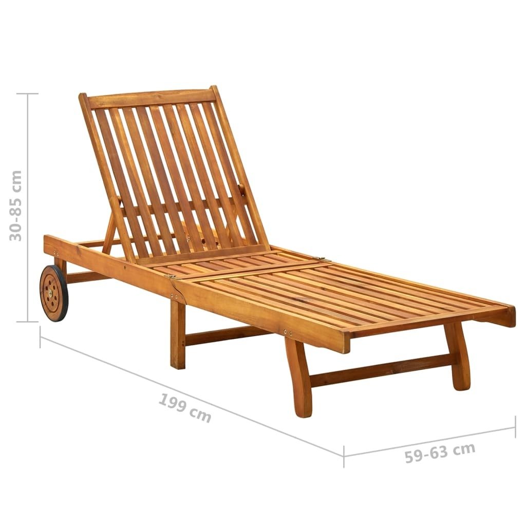 Sun Lounger Solid Acacia Wood - Galactic capuchin