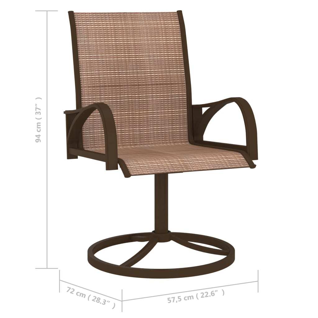 Garden Chair Set of 2 Brown Textilene, Powder - Coated Steel - Galactic capuchin