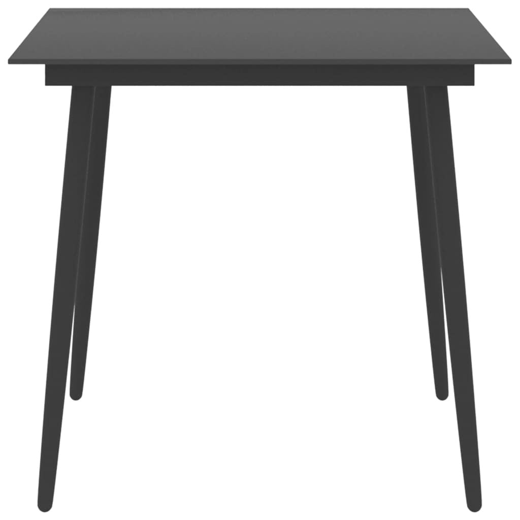 Patio Dining Table Black 31.5"x31.5"x29.1" Steel and Glass - Galactic capuchin