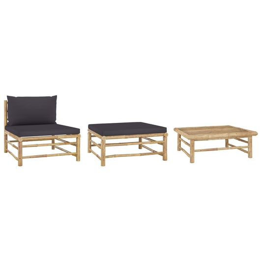 Garden Lounge Set Dark grey Bamboo, 100% polyester Standard - Galactic capuchin