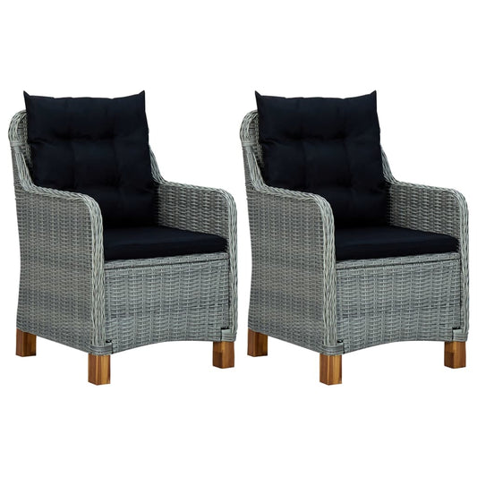 Patio Chairs with Cushions 2 pcs Poly Rattan Light Gray - Galactic capuchin