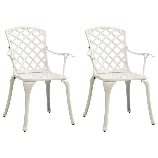 Garden Chair Set of 2 White Cast Aluminum Medium Durable - Galactic capuchin
