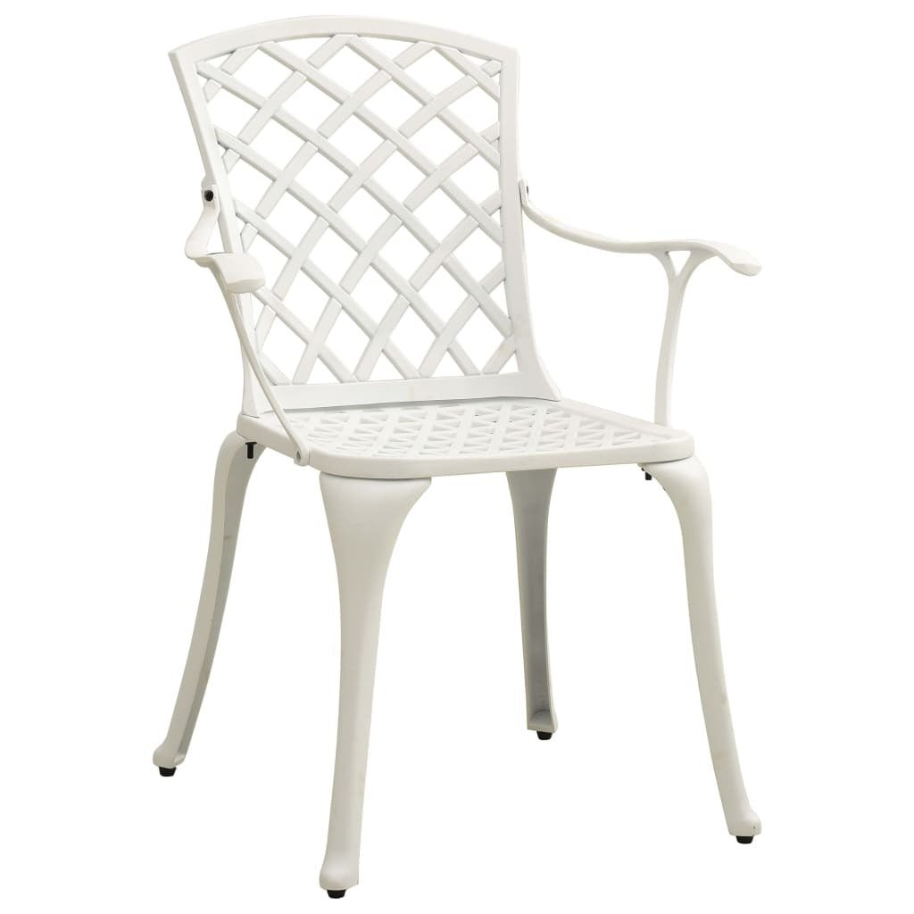 Garden Chair Set of 2 White Cast Aluminum Medium Durable - Galactic capuchin