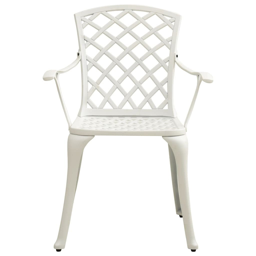 Garden Chair Set of 2 White Cast Aluminum Medium Durable - Galactic capuchin