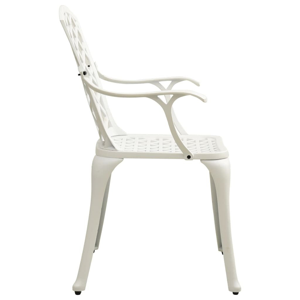 Garden Chair Set of 2 White Cast Aluminum Medium Durable - Galactic capuchin