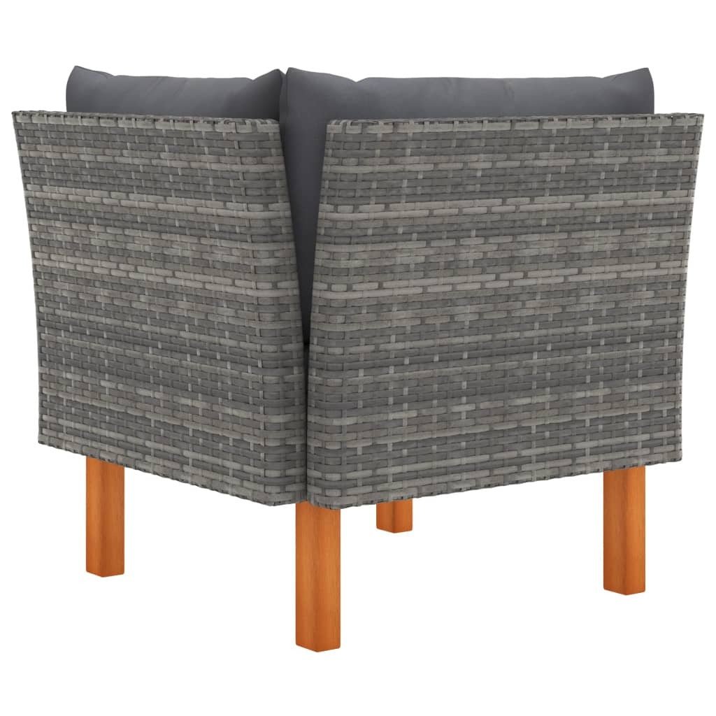 3 Piece Patio Lounge Set Poly Rattan and Solid Eucalyptus Wood - Galactic capuchin