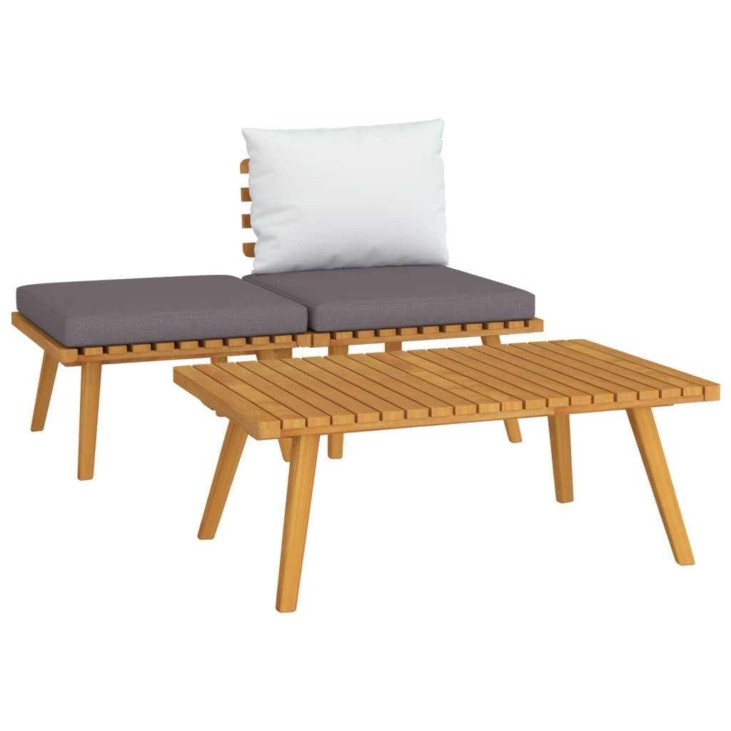3 Piece Patio Lounge Set with Cushions Solid Acacia Wood - Galactic capuchin