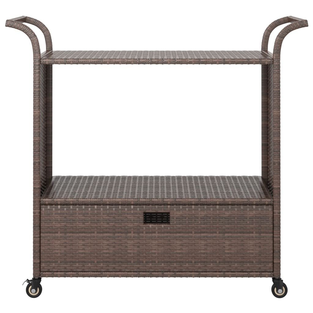 Bar Cart with Drawer Brown 39.4"x17.7"x38.2" Poly Rattan - Galactic capuchin