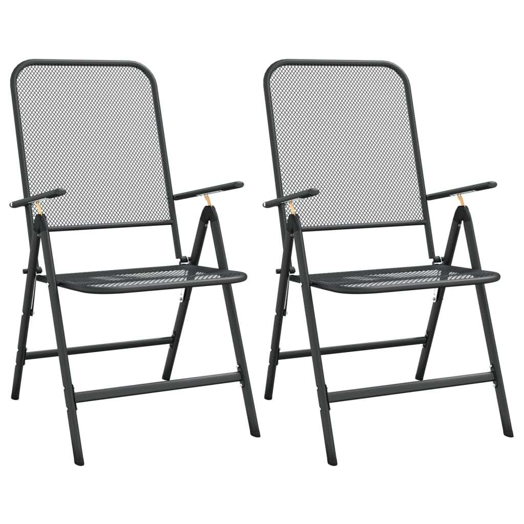 Folding Patio Chairs 2 pcs Expanded Metal Mesh Anthracite - Galactic capuchin
