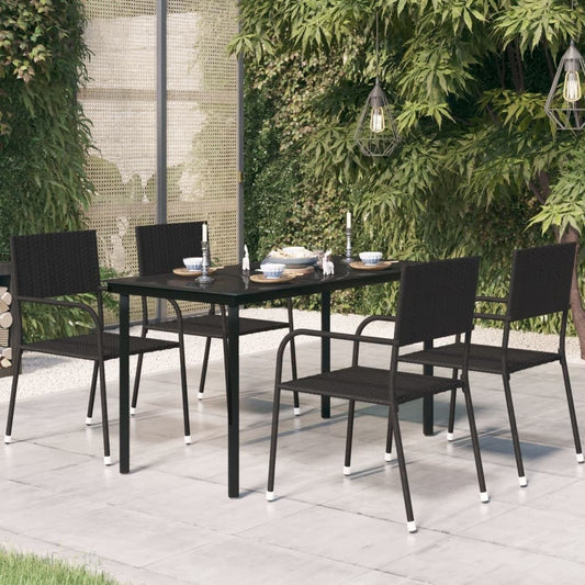 Patio Dining Table Black 55.1"x27.6"x29.1" Steel and Glass - Galactic capuchin