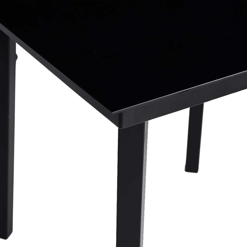 Patio Dining Table Black 55.1"x27.6"x29.1" Steel and Glass - Galactic capuchin