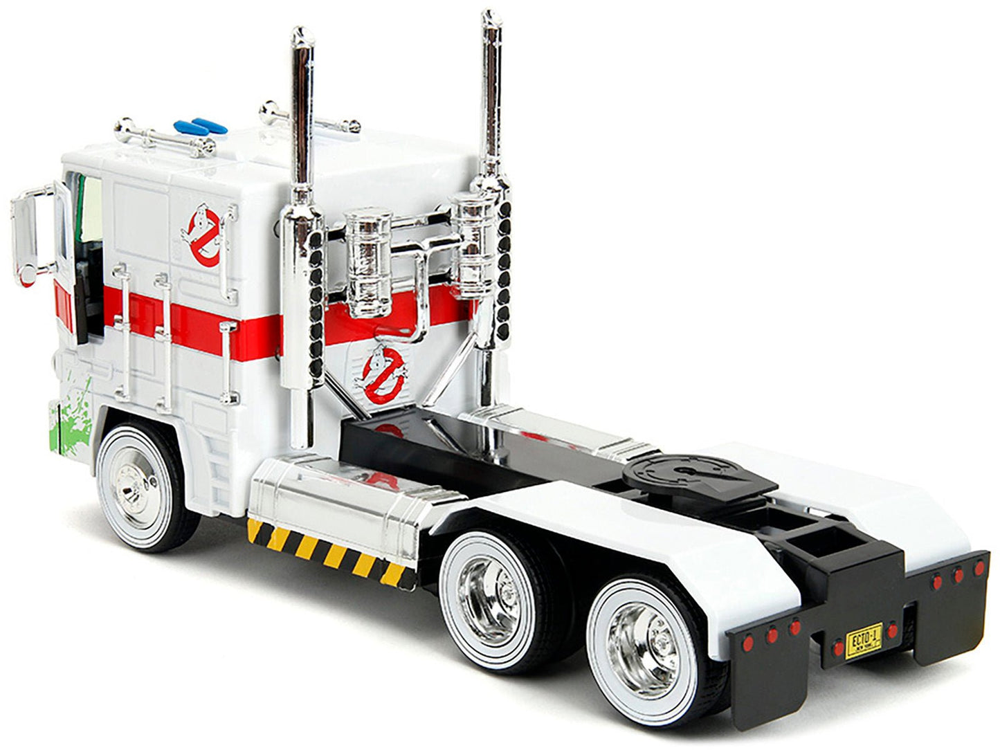 G1 Autobot Optimus Prime Truck White with Robot on Chassis from "Transformers" TV Series - "Ghostbusters" (1984) Movie Crossover "Hollywood Rides" Series 1/24 Diecast Model by Jada - Galactic capuchin