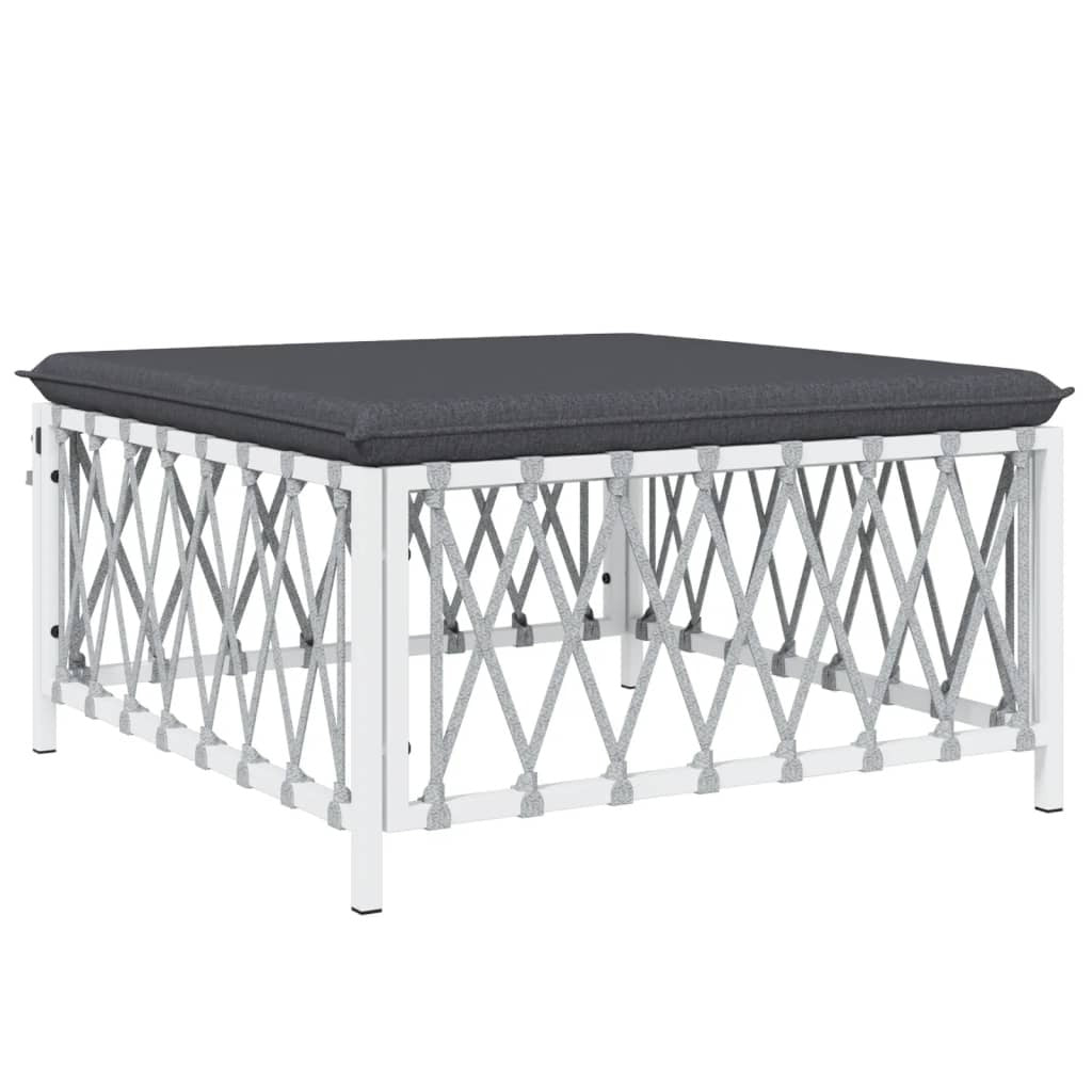 Patio Footstool with Cushion White Woven Fabric - Galactic capuchin