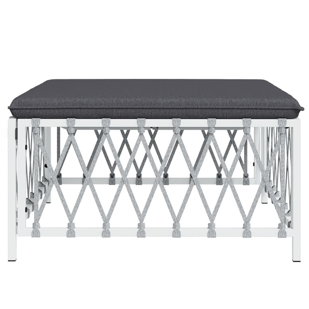 Patio Footstool with Cushion White Woven Fabric - Galactic capuchin