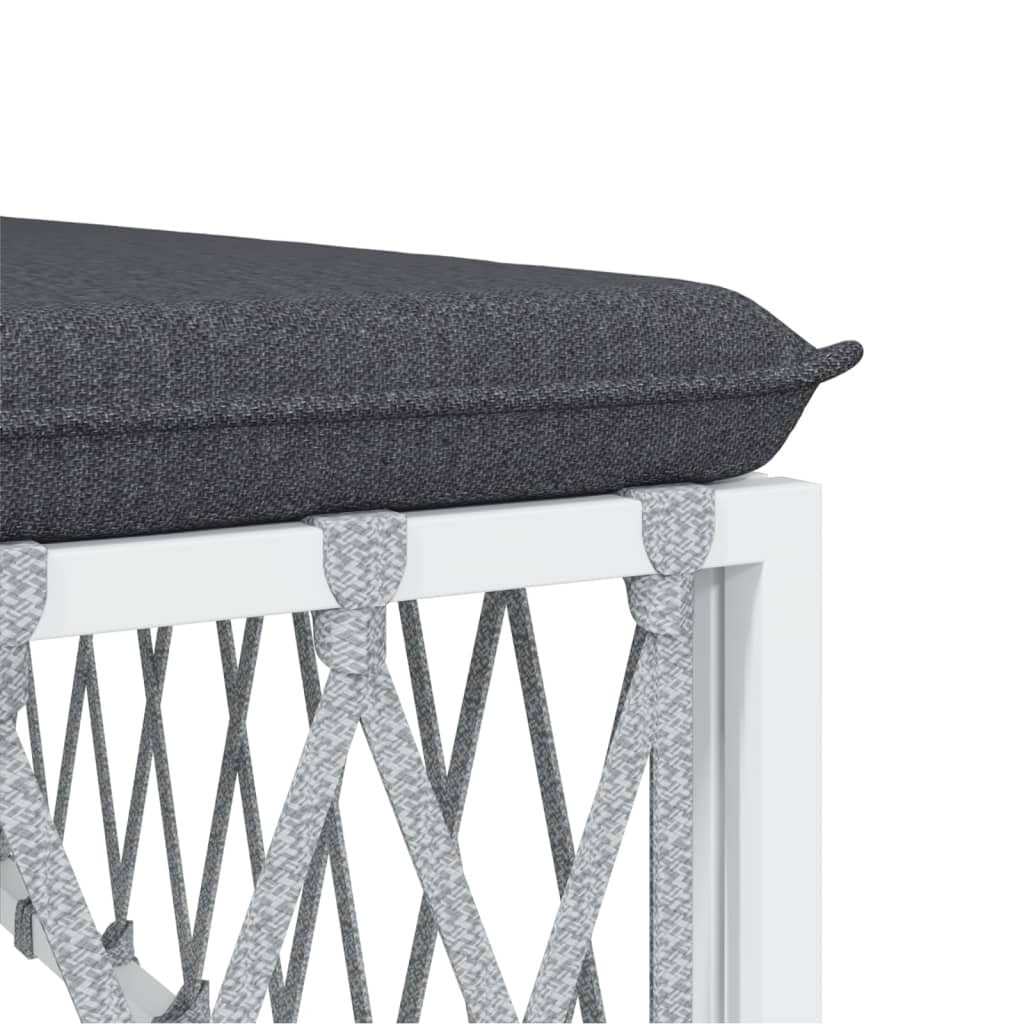 Patio Footstool with Cushion White Woven Fabric - Galactic capuchin