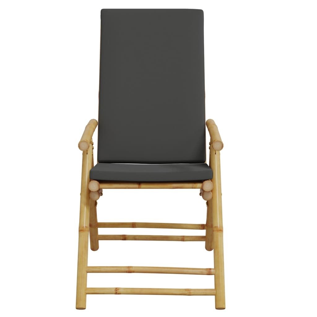 Folding Patio Reclining Chairs 2 pcs with Cushions Bamboo - Galactic capuchin