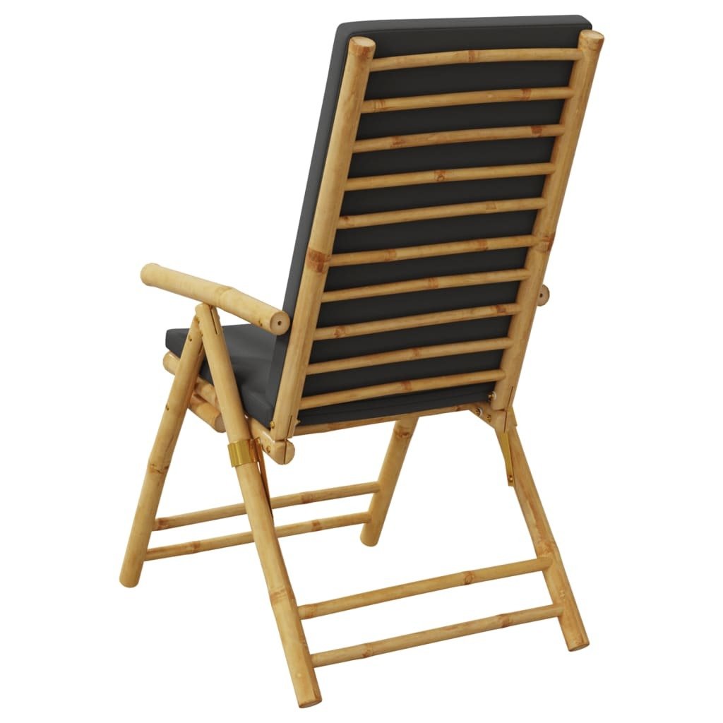 Folding Patio Reclining Chairs 2 pcs with Cushions Bamboo - Galactic capuchin