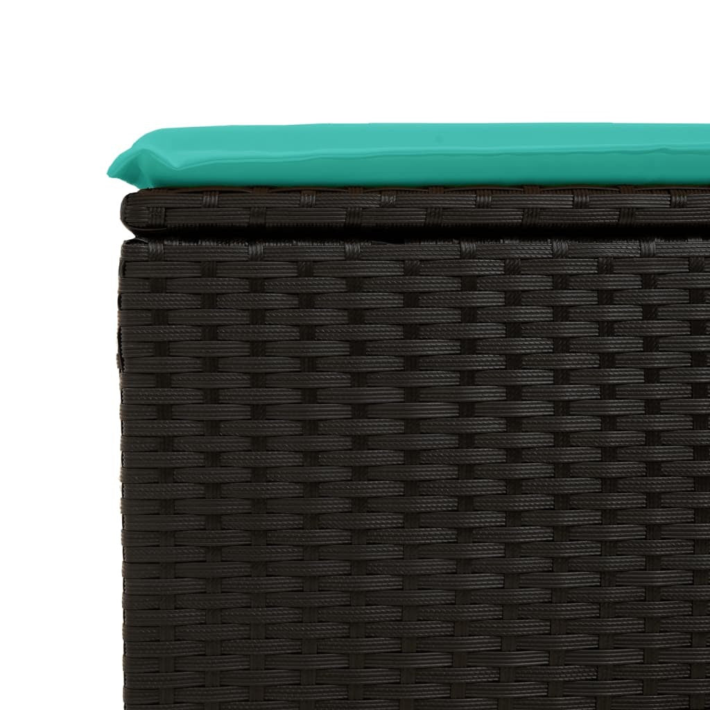 Patio Stool with Cushion Black 21.7"x21.7"x14.6" Poly Rattan - Galactic capuchin
