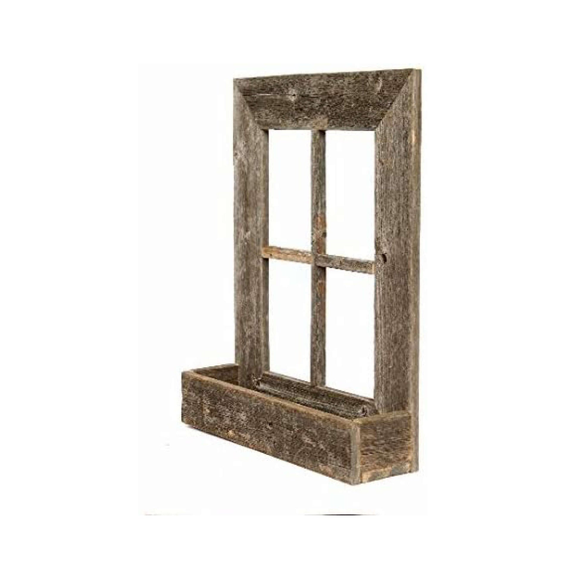 22X18 Rustic Weatered Grey Window Frame With Planter - Galactic capuchin