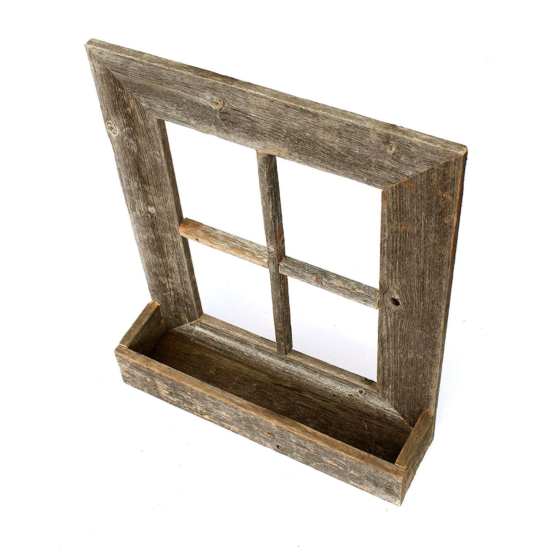 22X18 Rustic Weatered Grey Window Frame With Planter - Galactic capuchin