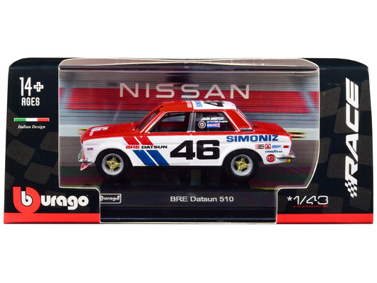 Datsun 510 46 John Morton Red and White "BRE (Brock Racing Enterprises)" "Race" Series 1/43 Diecast Model Car by Bburago - Galactic capuchin