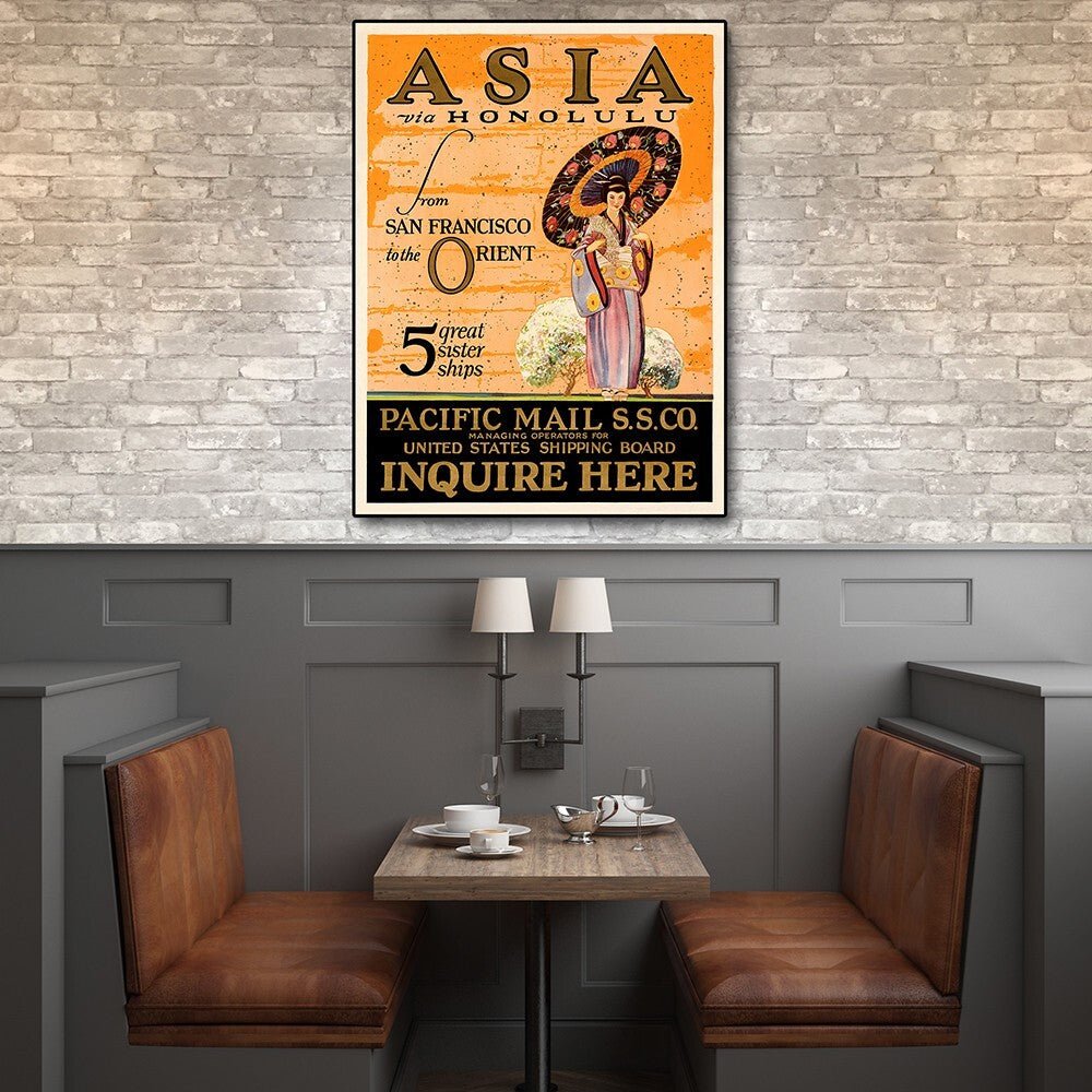 Asia via Honolulu Vintage Travel Unframed Print Wall Art - Galactic capuchin