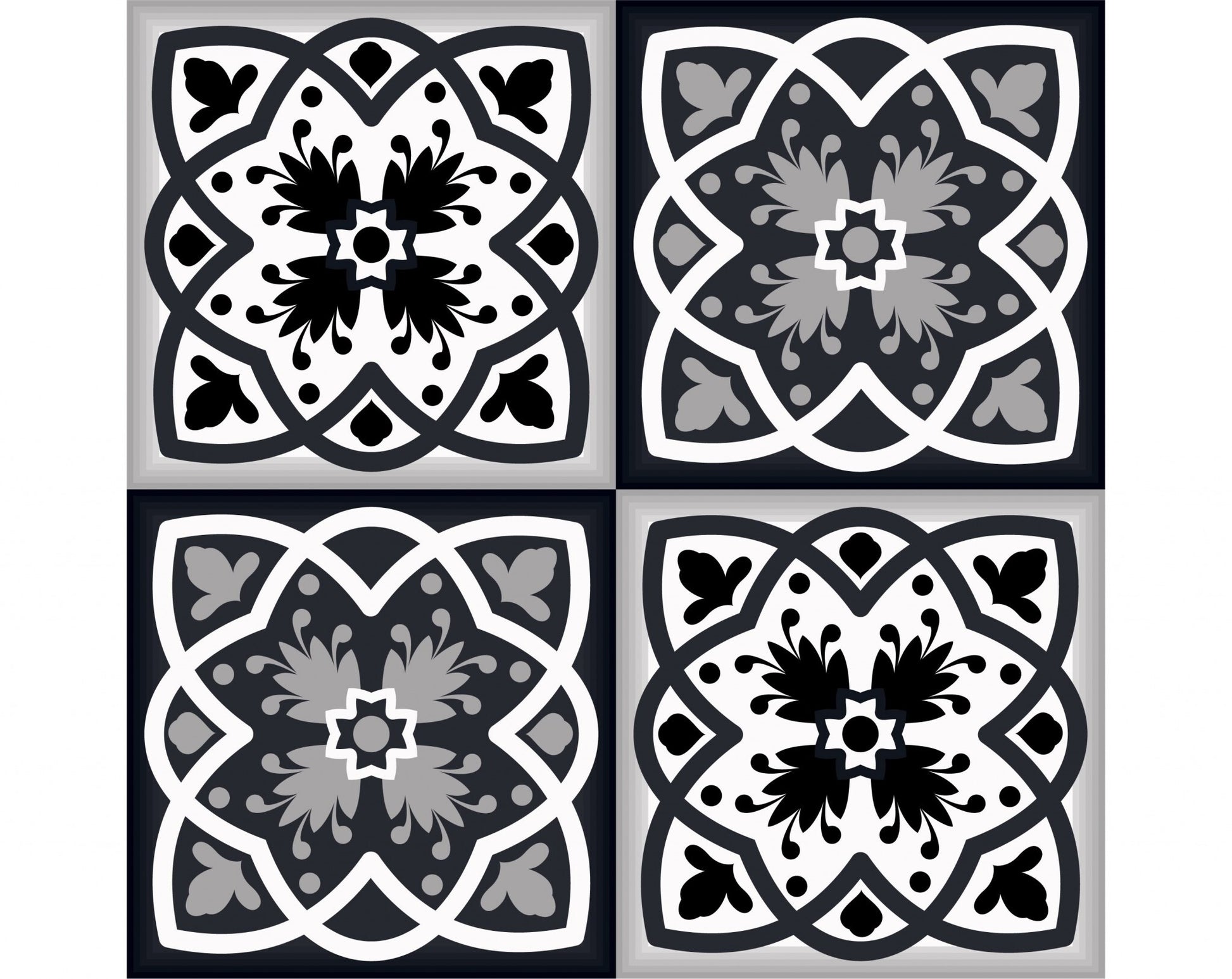 6" X 6" Black White And Gray Baz Peel And Stick Removable Tiles - Galactic capuchin