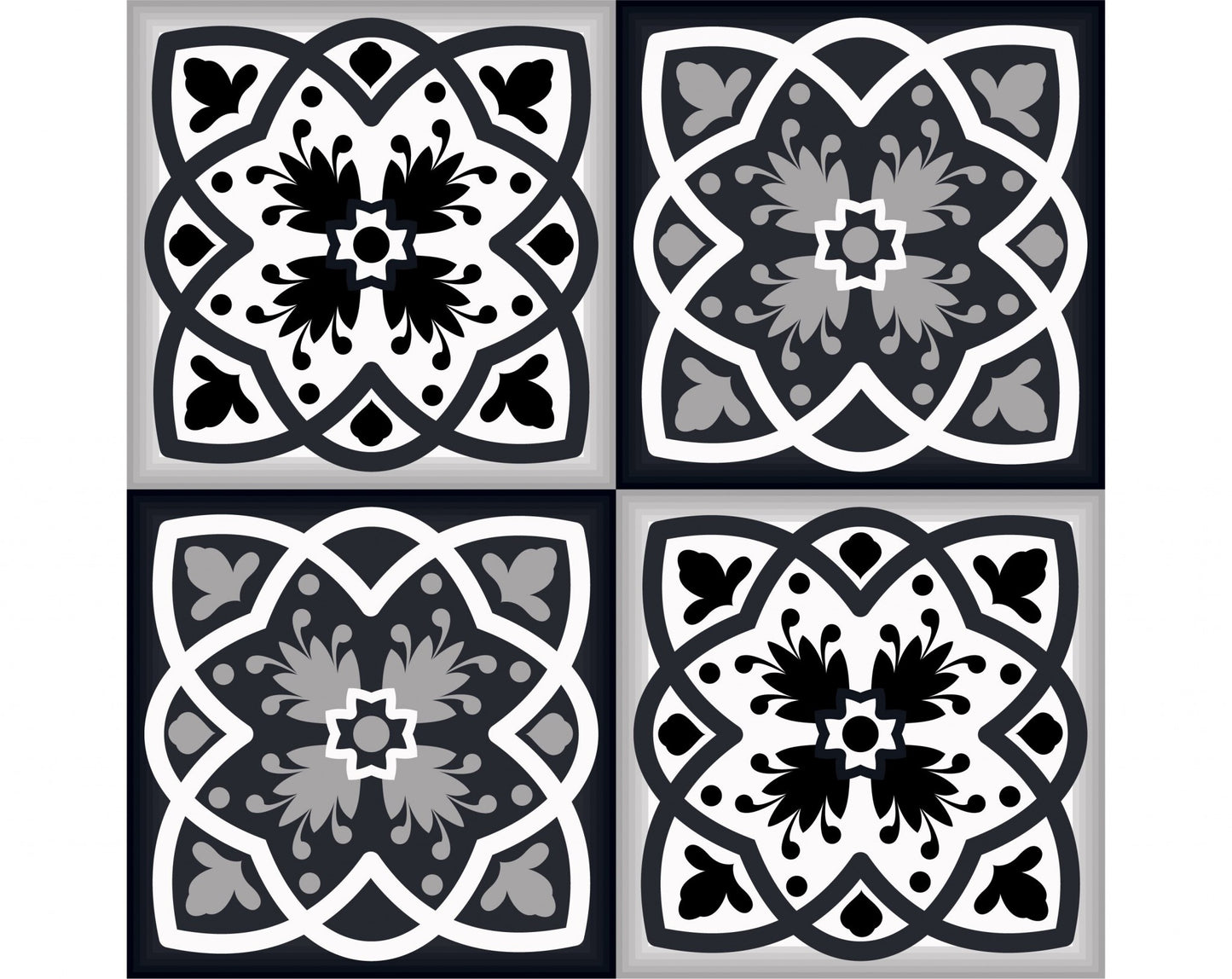 6" X 6" Black White And Gray Baz Peel And Stick Removable Tiles - Galactic capuchin