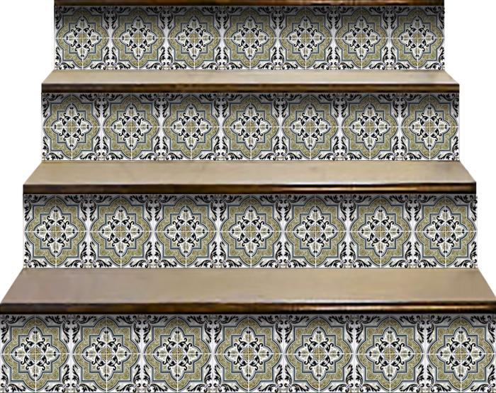 6" X 6" Vintage Sage Medallion Peel And Stick Removable Tiles - Galactic capuchin