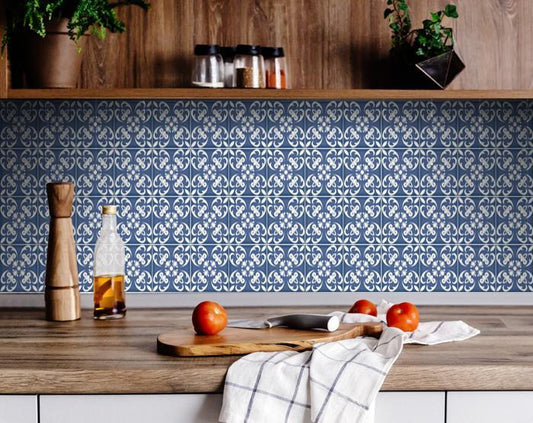 6" X 6" Wedgwood Blue And White Peel And Stick Removable Tiles - Galactic capuchin