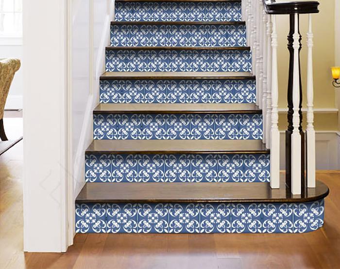 6" X 6" Wedgwood Blue And White Peel And Stick Removable Tiles - Galactic capuchin