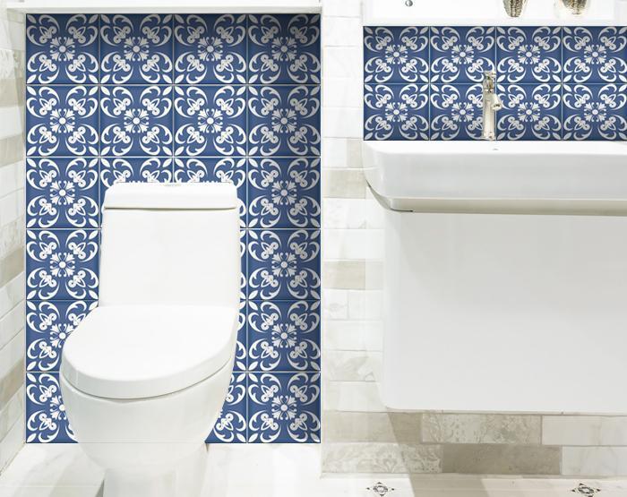 6" X 6" Wedgwood Blue And White Peel And Stick Removable Tiles - Galactic capuchin