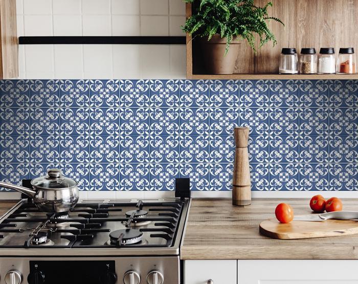6" X 6" Wedgwood Blue And White Peel And Stick Removable Tiles - Galactic capuchin